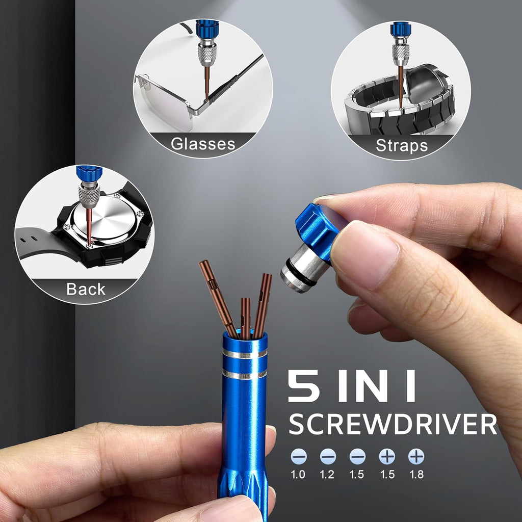 Watch Repair Kit for Battery Replacement & Link Removal, Resizing &Opener, Watch Repair and Cleaning Screwdriver Set