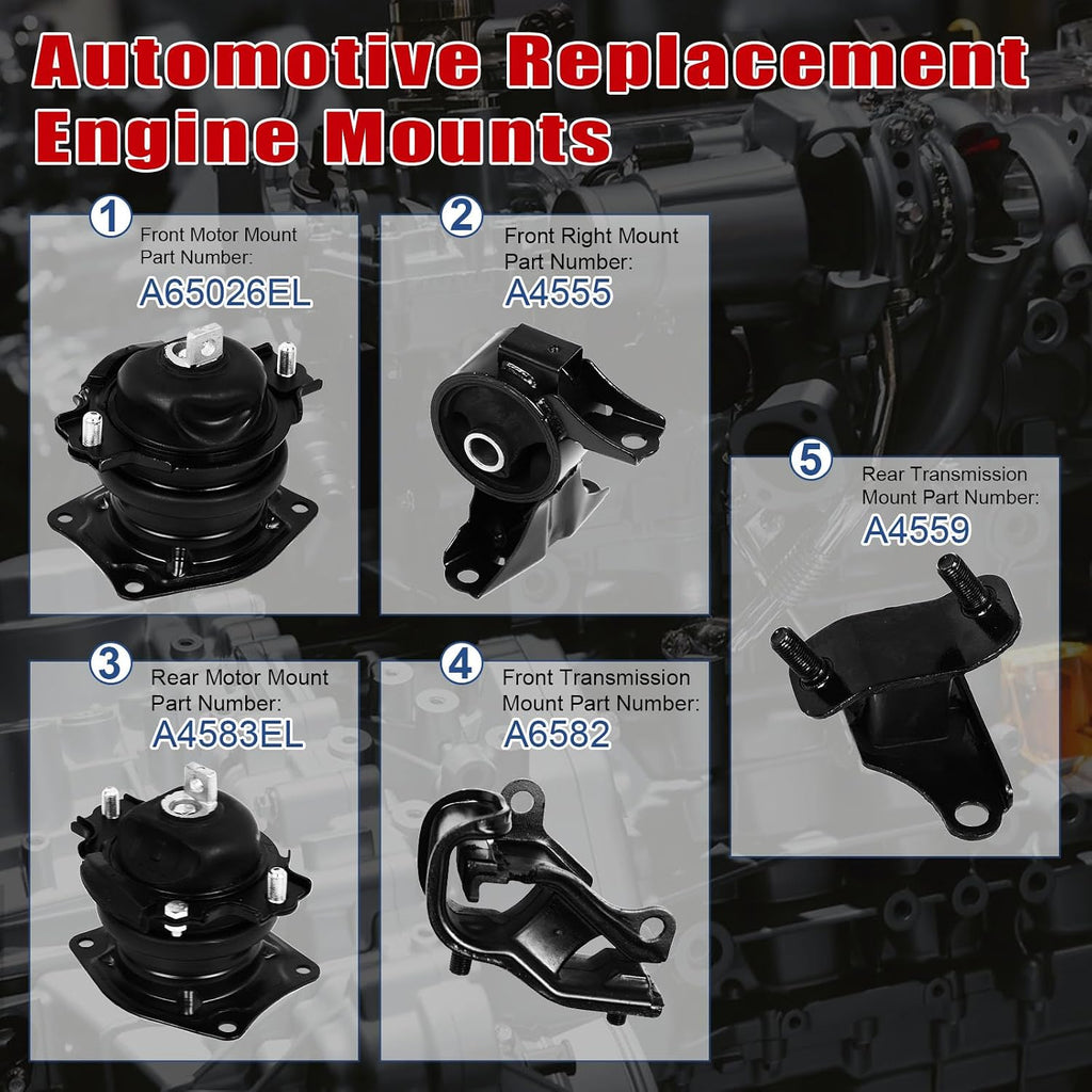 5Pcs Motor Mount & Transmission Mount Compatible with Honda Odyssey V6 3.5L