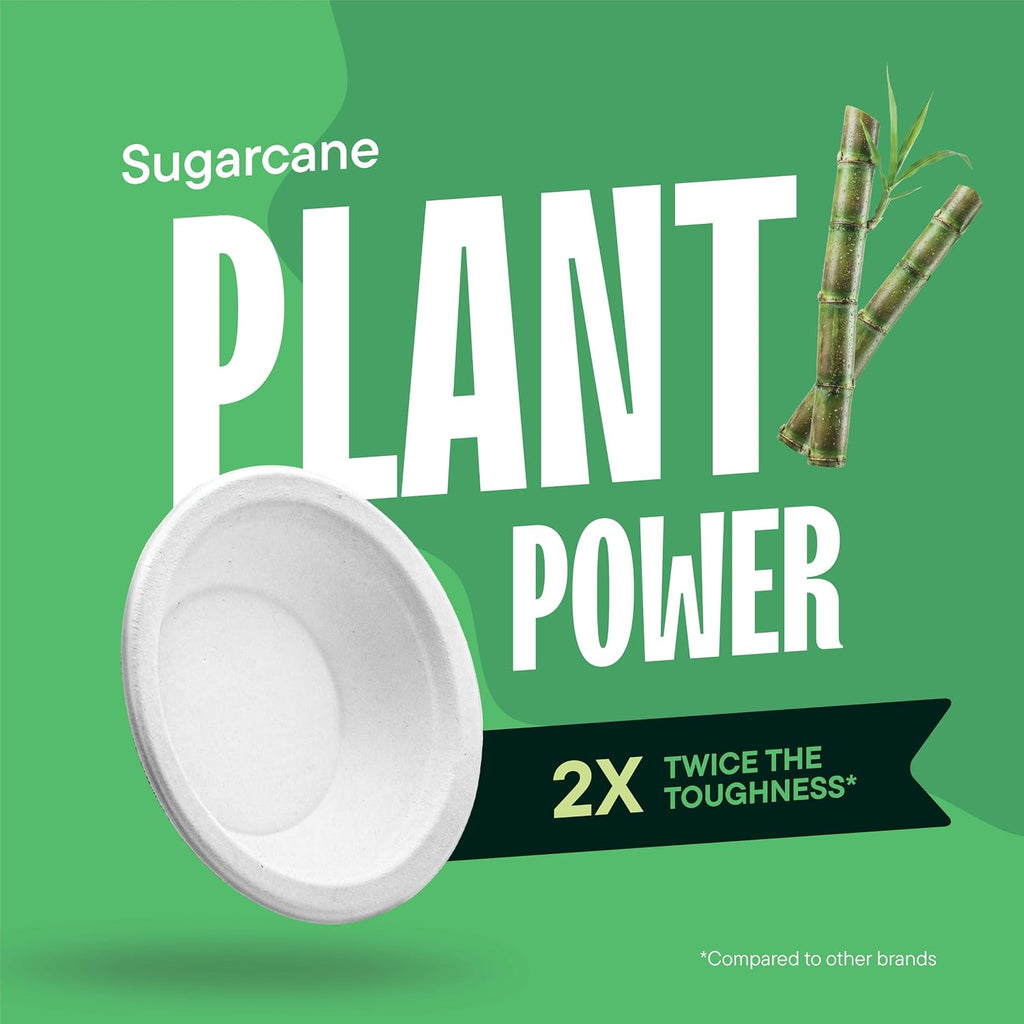 100% Compostable Paper Bowls - 12 oz [125-Pack] Heavy Duty Soup Bowls