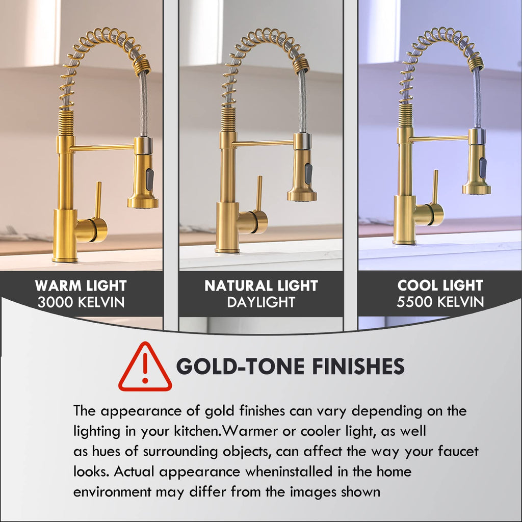 Kitchen Faucet with Pull Down Sprayer Brushed Gold