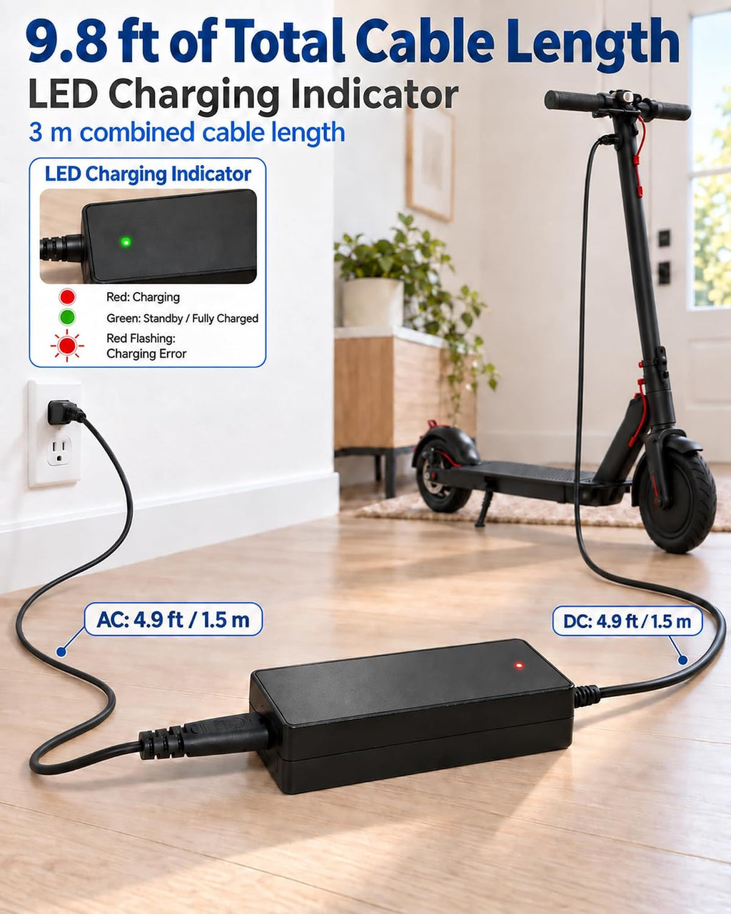 42V Replacement for Segway Ninebot Electric Scooter Charger,SGS Safe,9.8ft