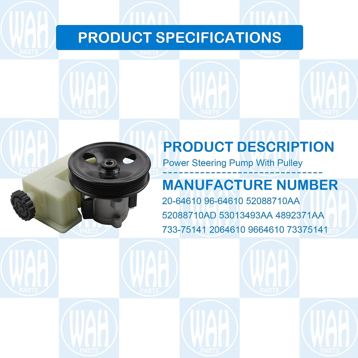 Power Steering Pump With Pulley Compatible With Jeep Liberty