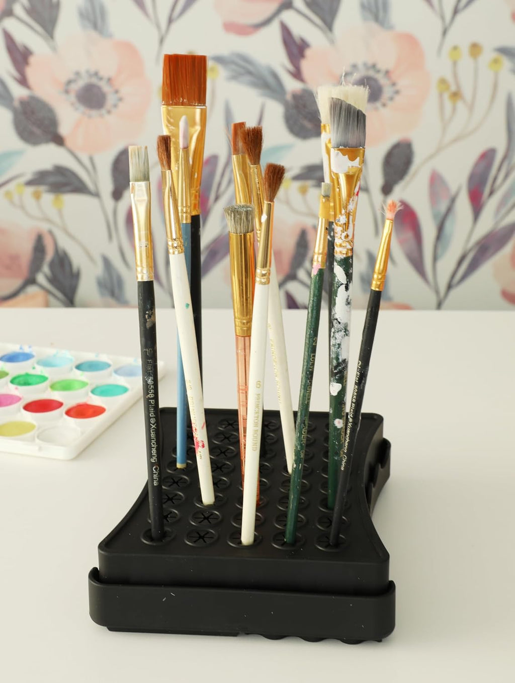Brush Drying Rack and Organizer Set, 2-Piece Kit, Black