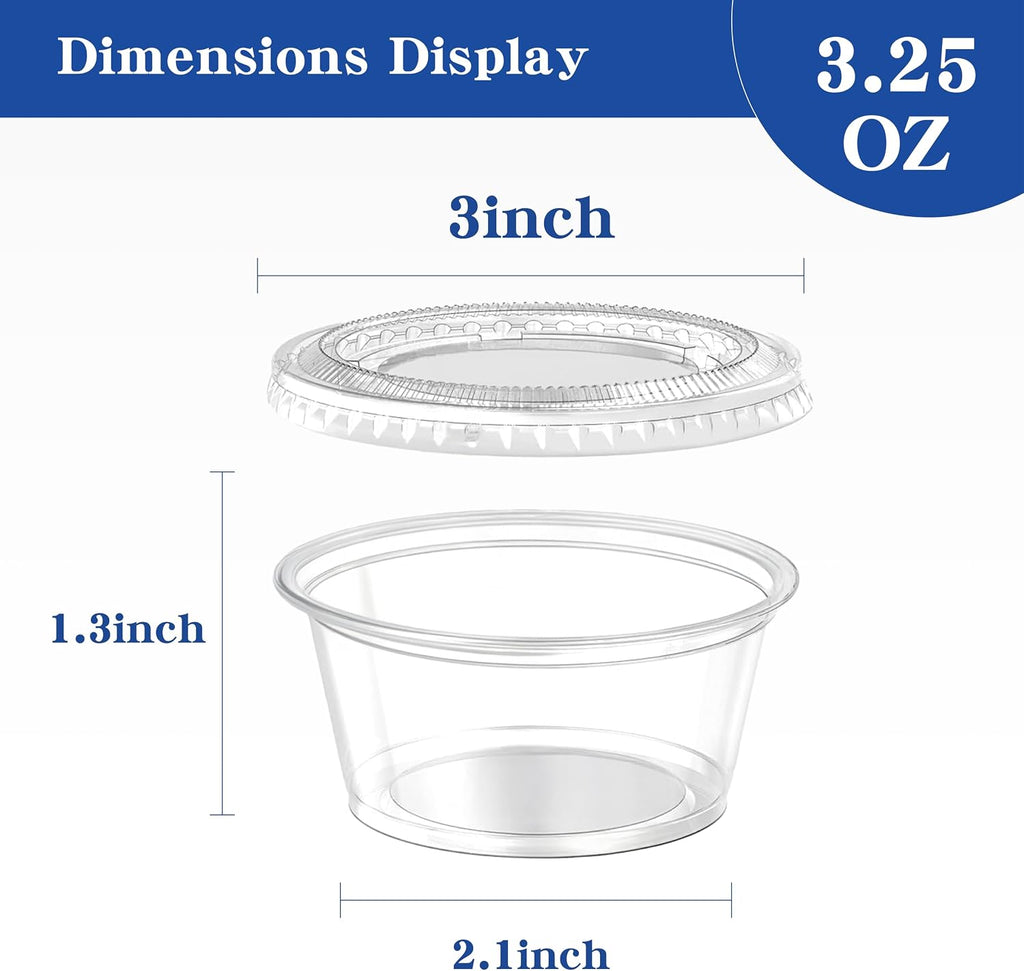 400 sets - 3.25 oz Portion Cups with Lids, Jello Shot Cups with Lids