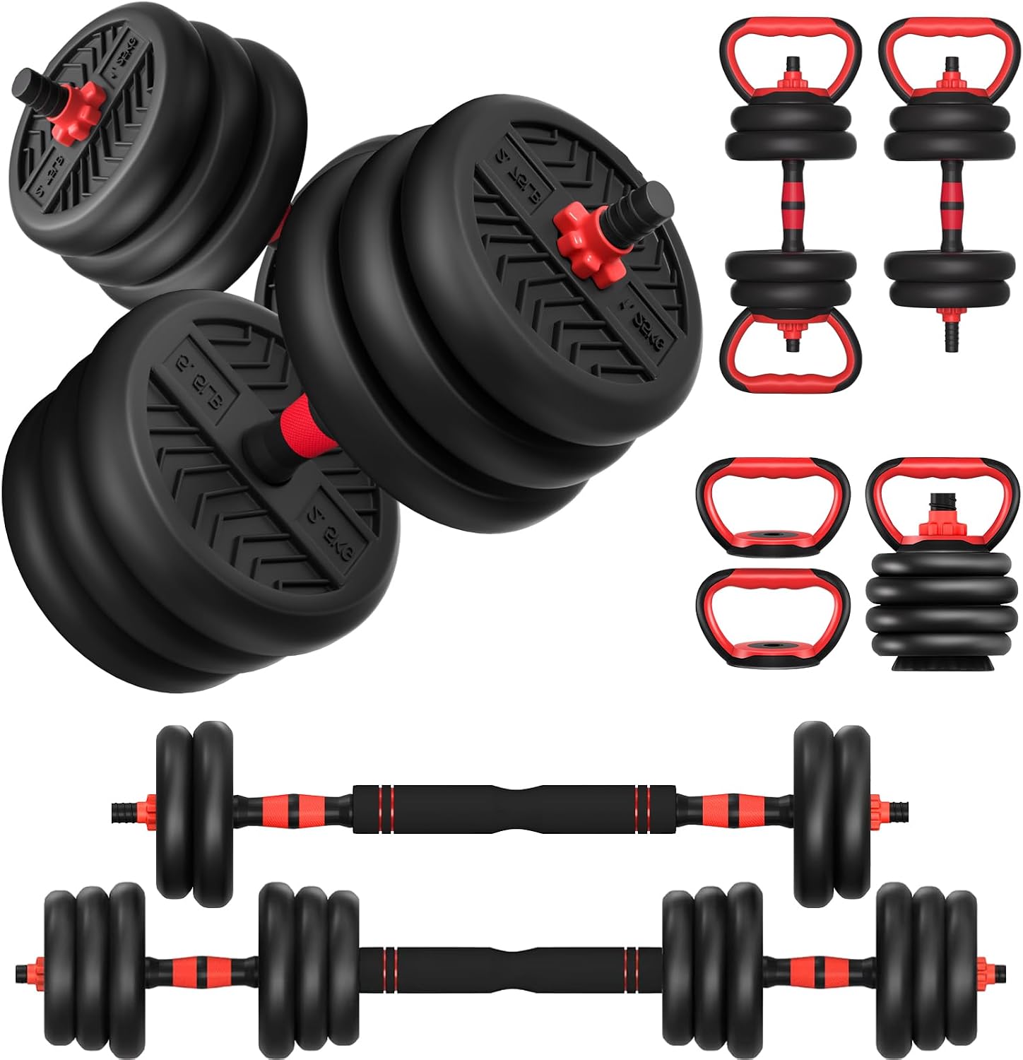 Adjustable Dumbbell, 20/30/45/70/90lbs Dumbbells Set, 4-in-1 Free Weights for Women/Men Workout Equipment Used as