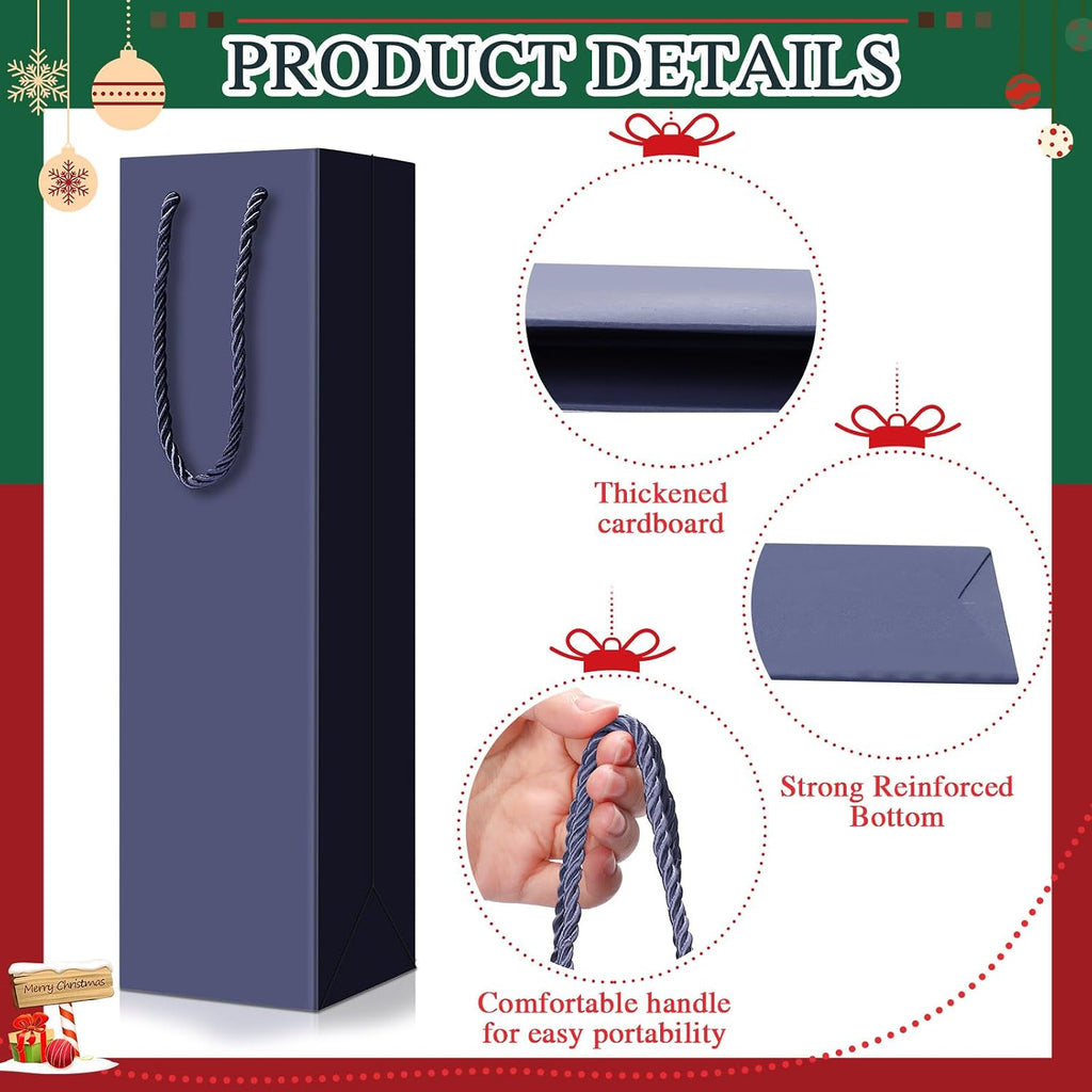 80 Pack Wine Gift Bag Bulk, 4"x3.5"x14" Wine Bag, Dark Blue