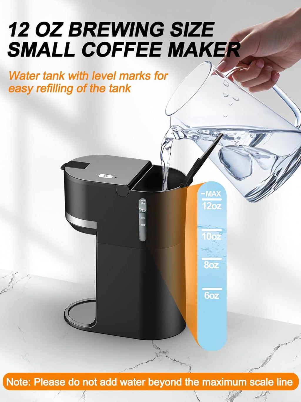 Single Serve Coffee Maker for Coffee Pods and Grounds, Fast Brew, 6-12 oz Brew Sizes Single Cup Coffee Maker Fits