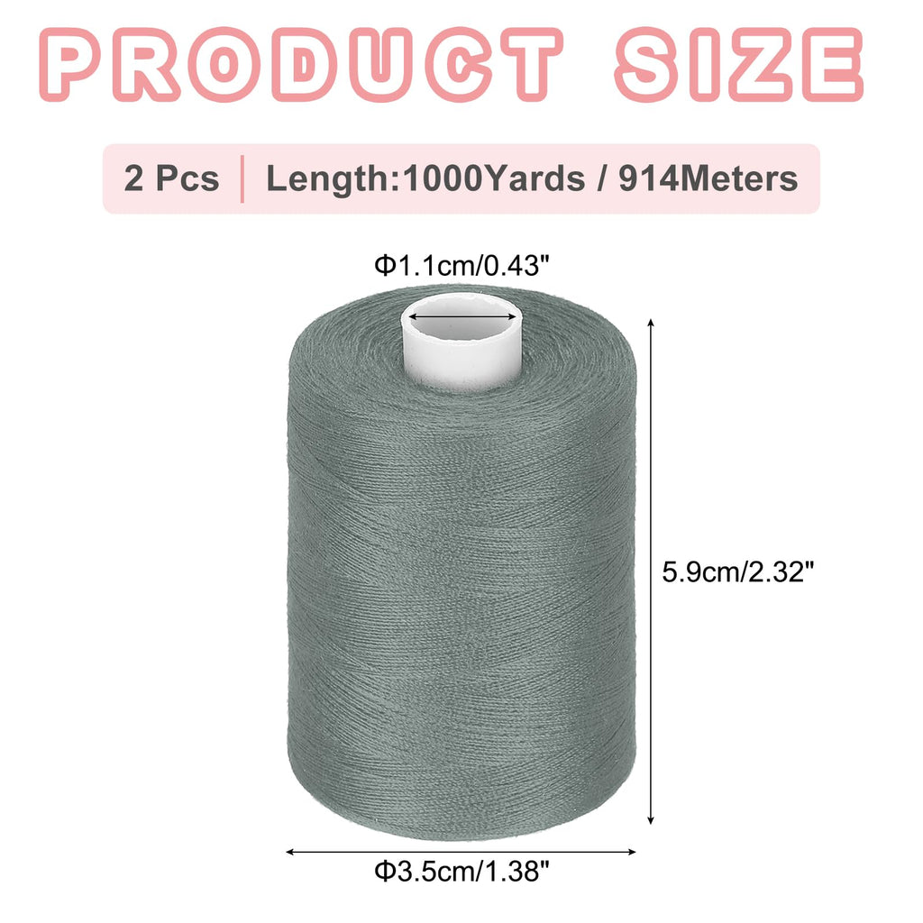 2 Spool Sewing Thread, Gray #341 1000 Yards/Spool