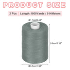 2 Spool Sewing Thread, Gray #341 1000 Yards/Spool