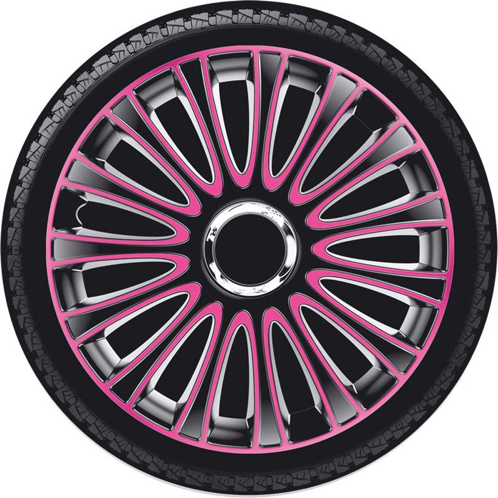 AUTO-STYLE Set Wheel Covers Lemans 14-inch Black/Pink