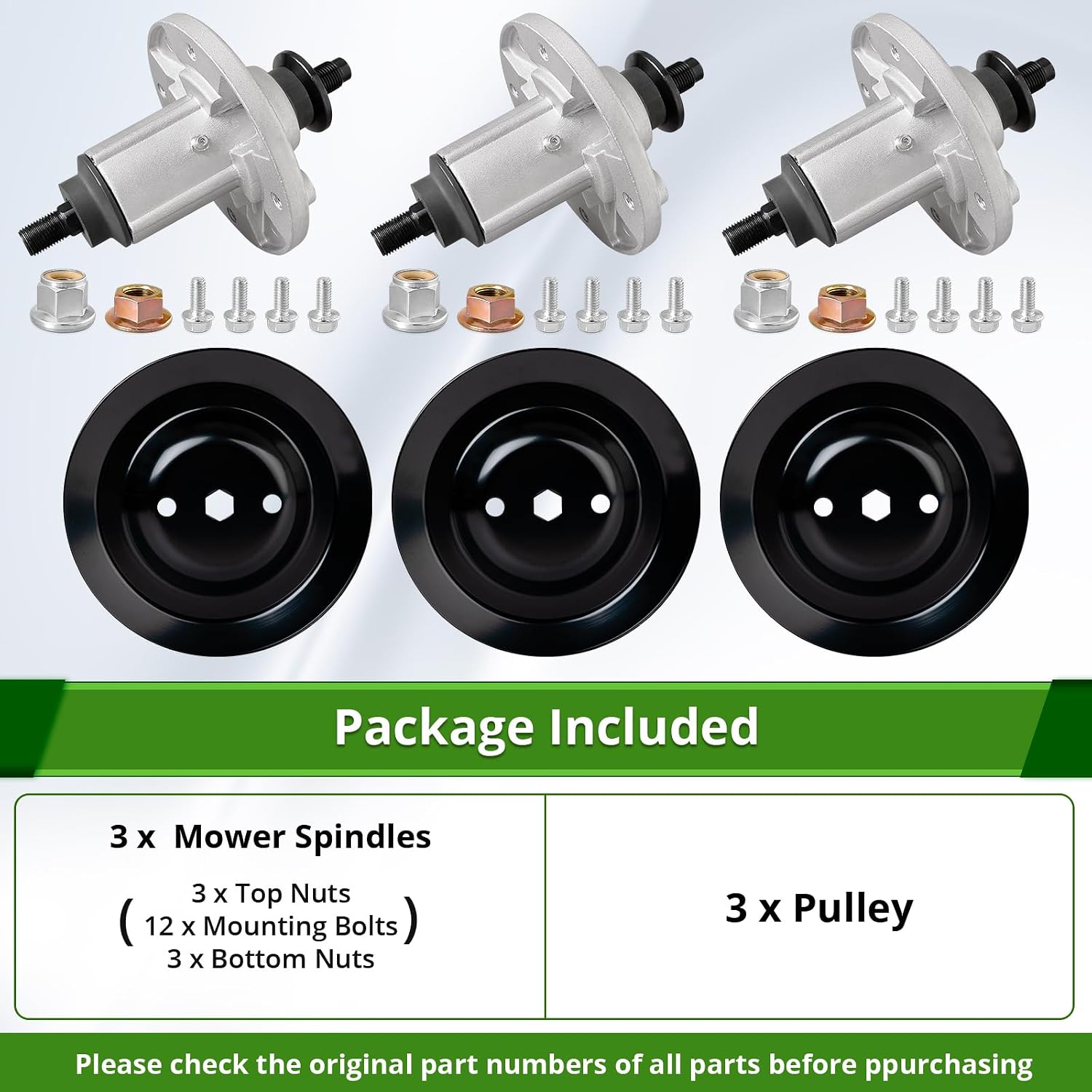 GY20454 Spindle Assembly with GX21381 Pulley for 54" Mower Deck, Compatible with John Dee-re D170 E180 LA150 LA175