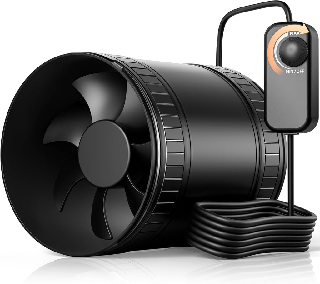 4 Inch Compact Inline Duct Fan Kit with Speed Controller, Quiet DC Motor Exhaust Fan for Grow Tent Ventilation