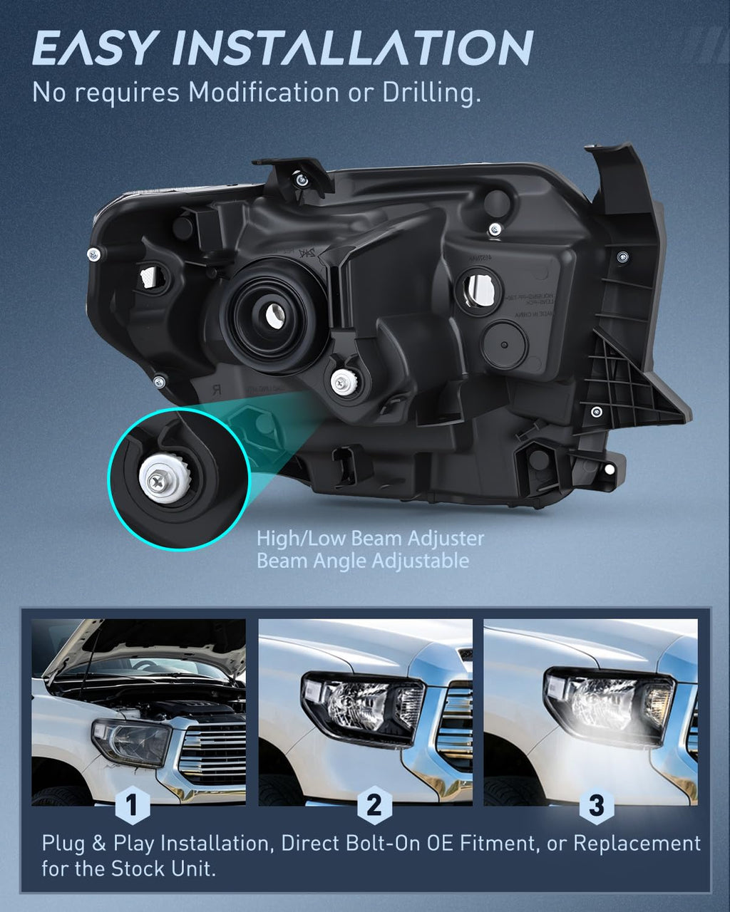 Headlight Assembly Compatible for 2014-2021 Toyota Tundra