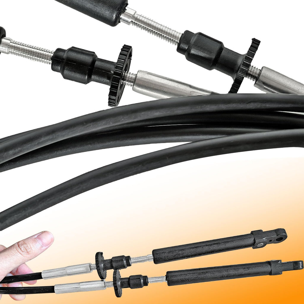 SDSXDYVME 2PCS 10FT Throttle Shift Remote Control Cable Compatible with Johnson, Compatible with Evinrude, Compatible with OMC, Boat Throttle Cable Replace 0173110, Black