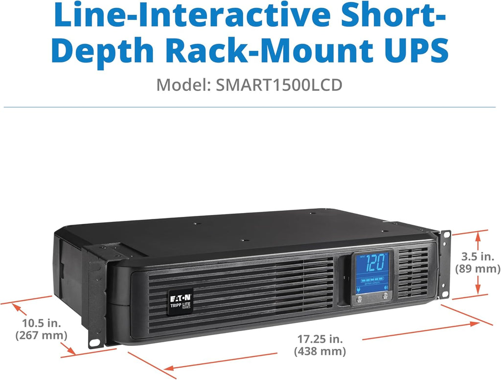 Eaton Tripp Lite SMART1500LCD 1500VA 2U Rack Mount UPS 900W Battery Backup