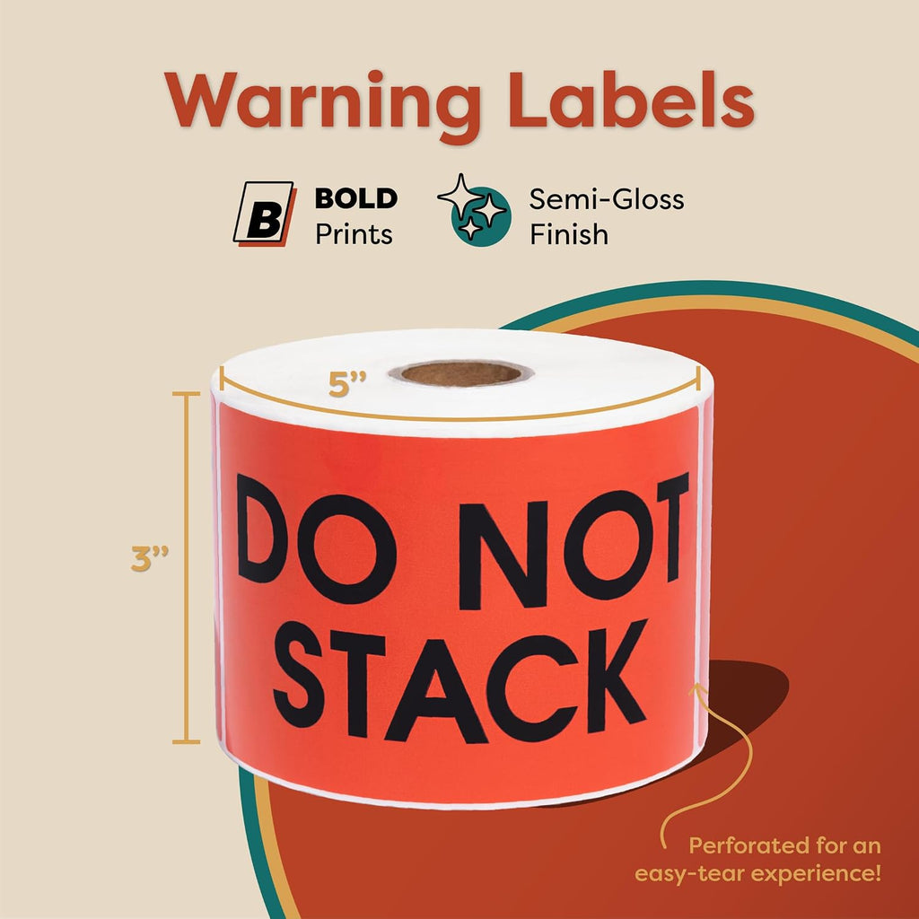 3" X 5" Red Do Not Stack Stickers (1 Roll, 500/Roll)