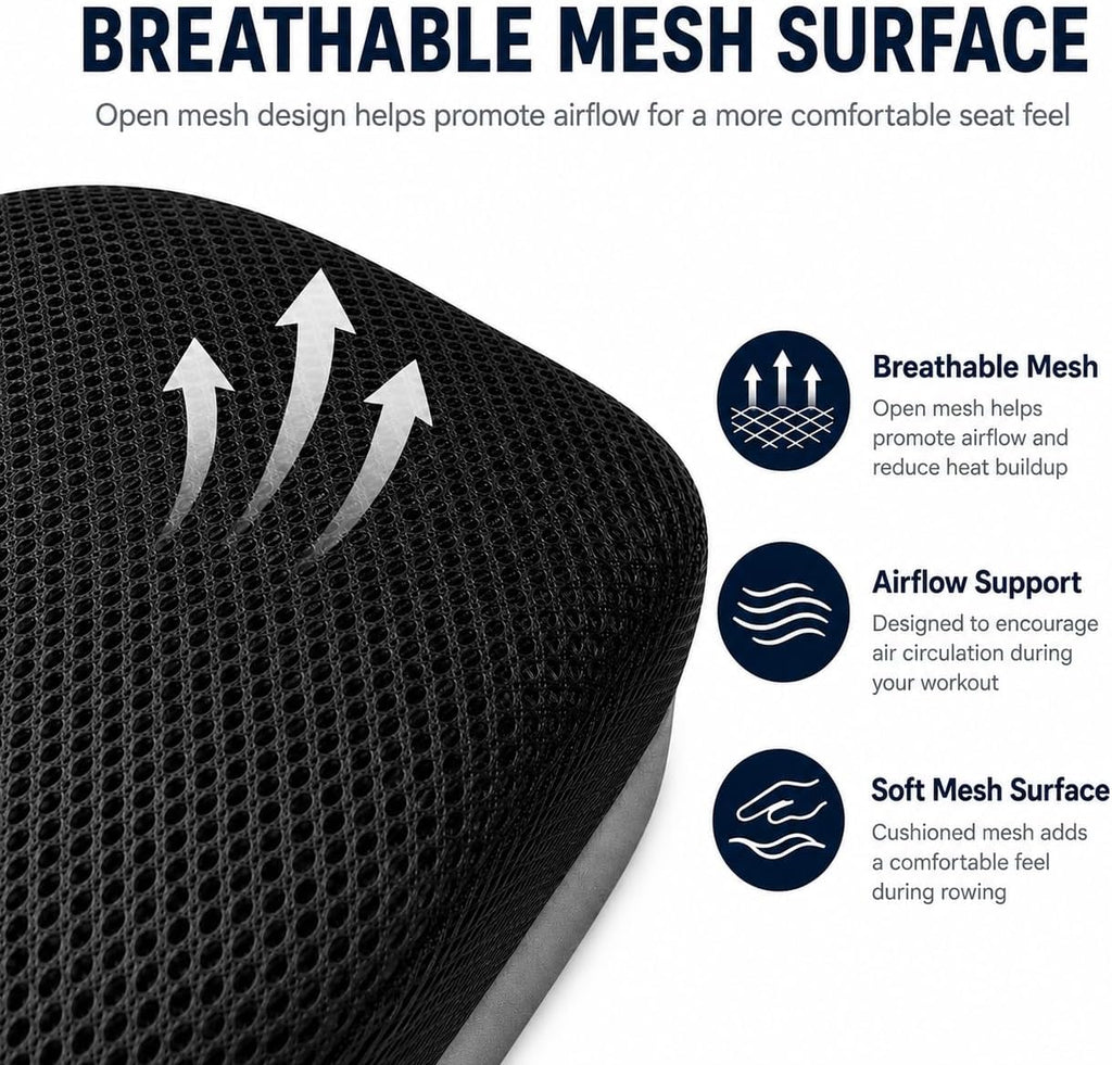 Rowing Machine Seat Cushion for Horizon Fitness Oxford 3 2015-2022, Thick Padded Seat Pad with Breathable Mesh, Adjustable Straps, Textured Bottom for Indoor Workouts