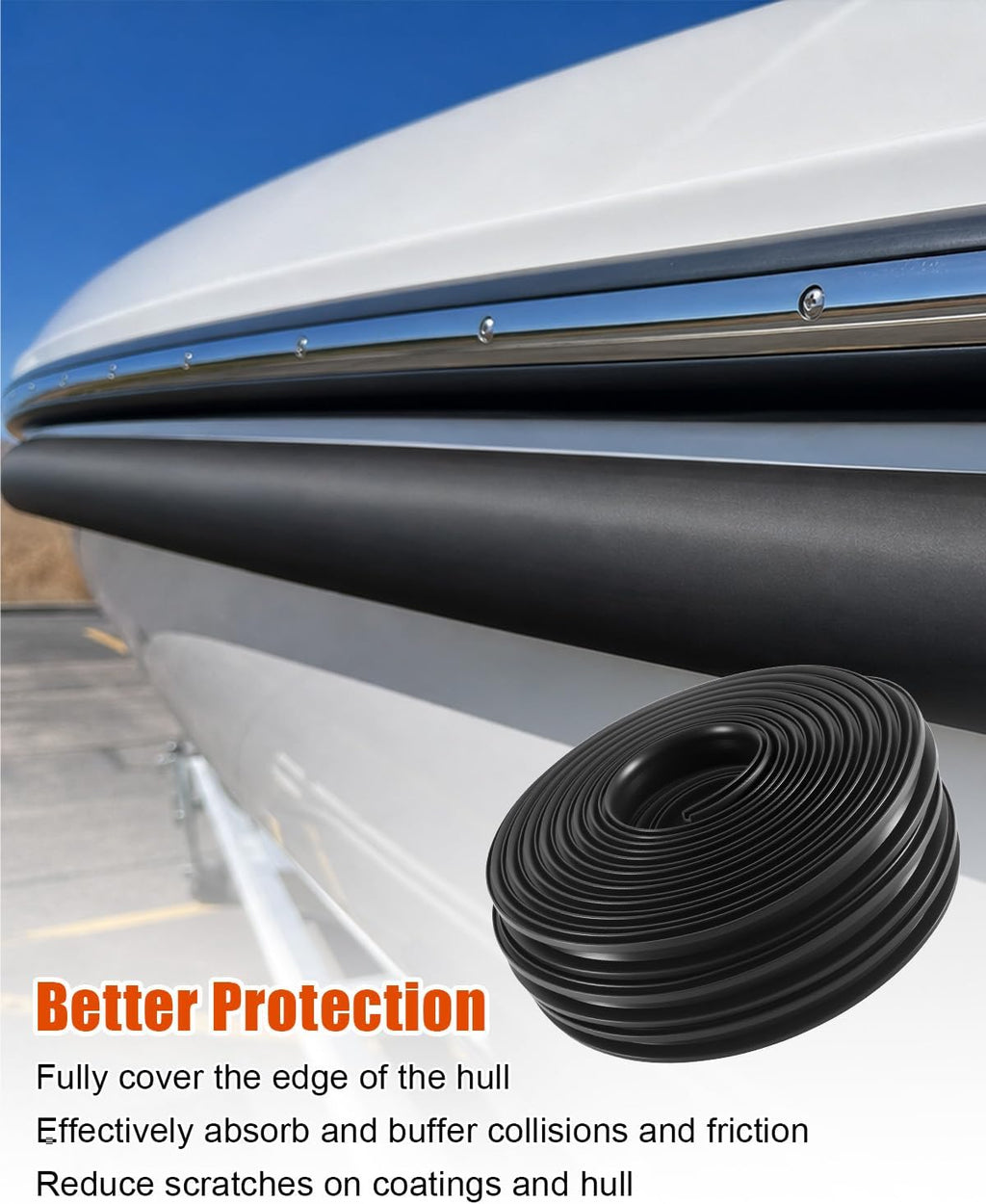 50 FT Boat Rub Rail 1-3/16 in Flexible Rub Rail Vinyl Insert