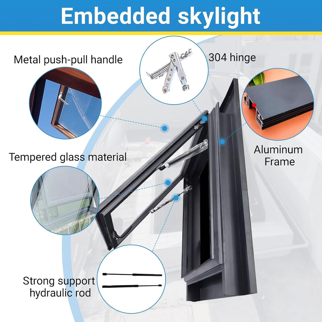 Skylights & Roof Windows,Customizable Skylight Roof Window,Sloped Flat Roof Lighting Well Window,Good