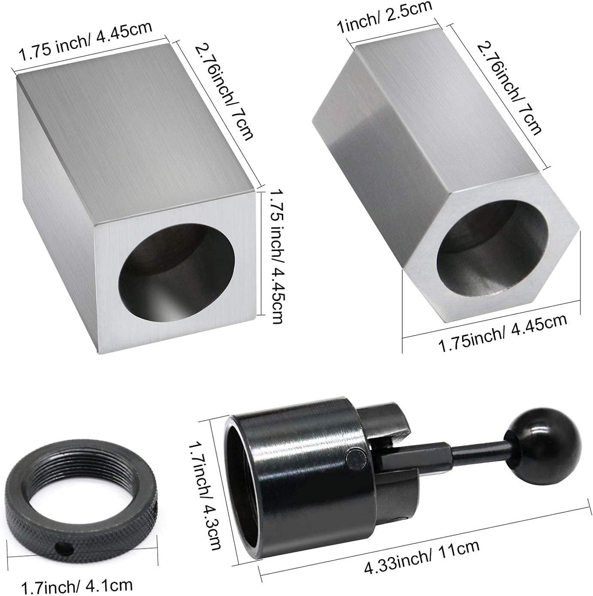 KEILEOHO 5C Collet Block Set, 5C Collet Closer, Compatible with Round/Hex/Square 5C Collets Block for Lathe & Milling