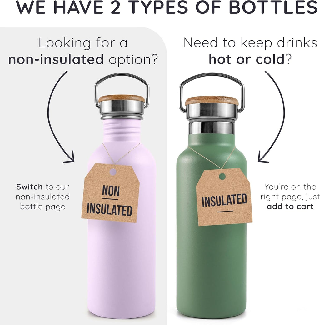 Stainless Steel Insulated Water Bottle 32 oz, Stainless Steel Water Bottles 32 oz with Handle & Wide Mouth