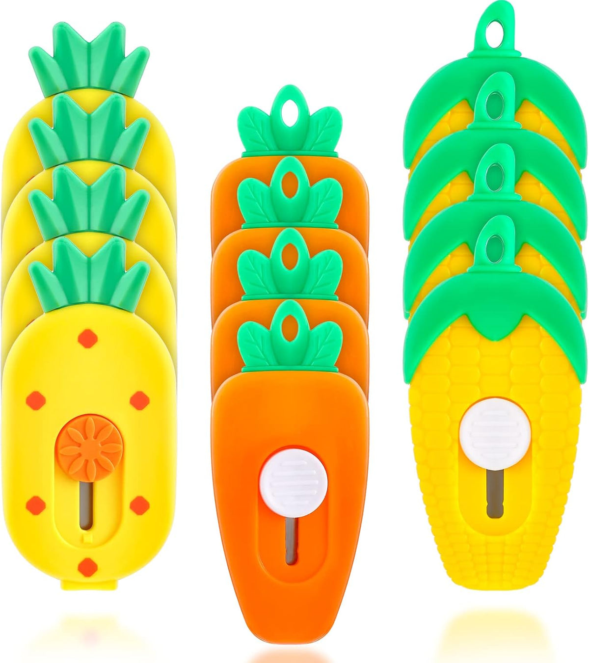 12 Pcs Mini Cute Box Cutter Pineapple Carrot Corn Retractable Opener
