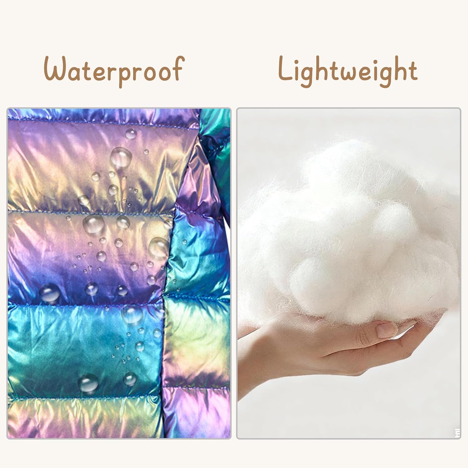 Girls Winter Coat Shiny Gradient Lightweight Puffer Jacket 4-12Y | Down-Alternative, Windproof, Water-Resistant