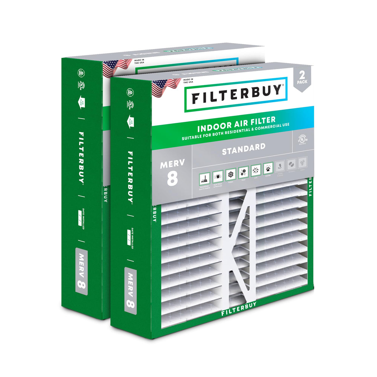 16x22x5 Air Filter MERV 8 Dust & Allergy Defense (2-Pack)