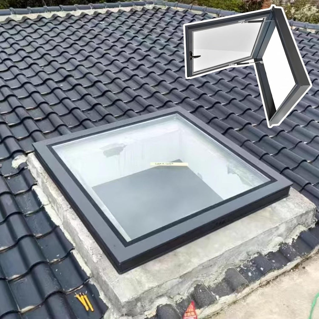 Roof Lighting Well Window & Manual Skylight, House, for Basement Daylighting Door(65x100cm/25.6x39.4in)
