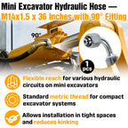 Mini Excavator Hydraulic Hose M14x1.5 x 36 Inches Compatible with AGT