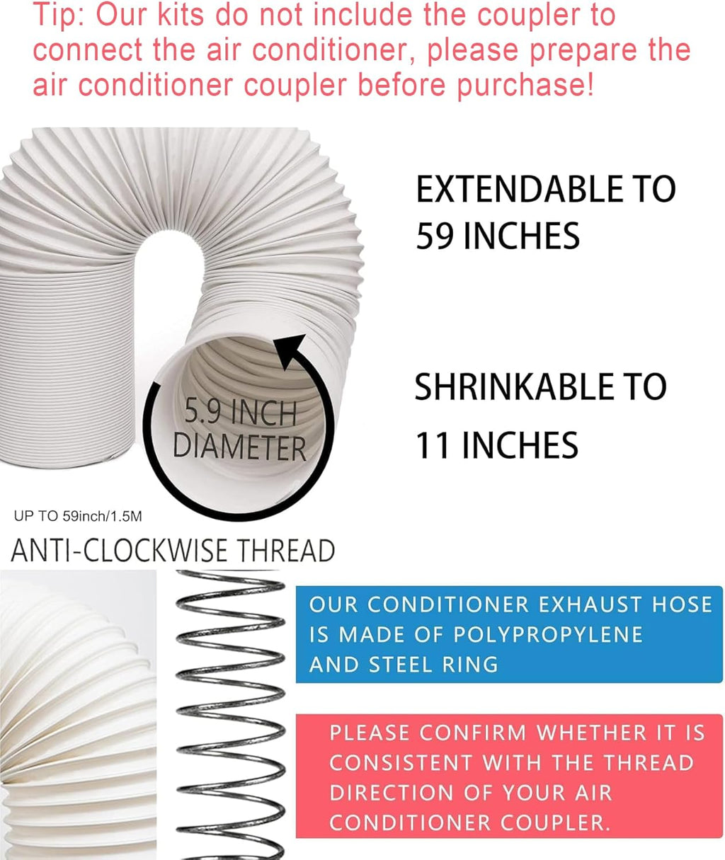 Portable AC Window Vent Kit, Adjustable Vertical/Horizontal Sliding Window Kit Plate for AC Unit, Seamless Portable