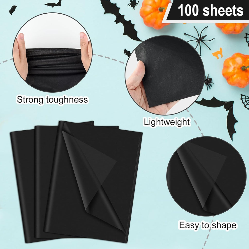 100 Sheets Black Wrapping Tissue Paper Gift Bag Decorative