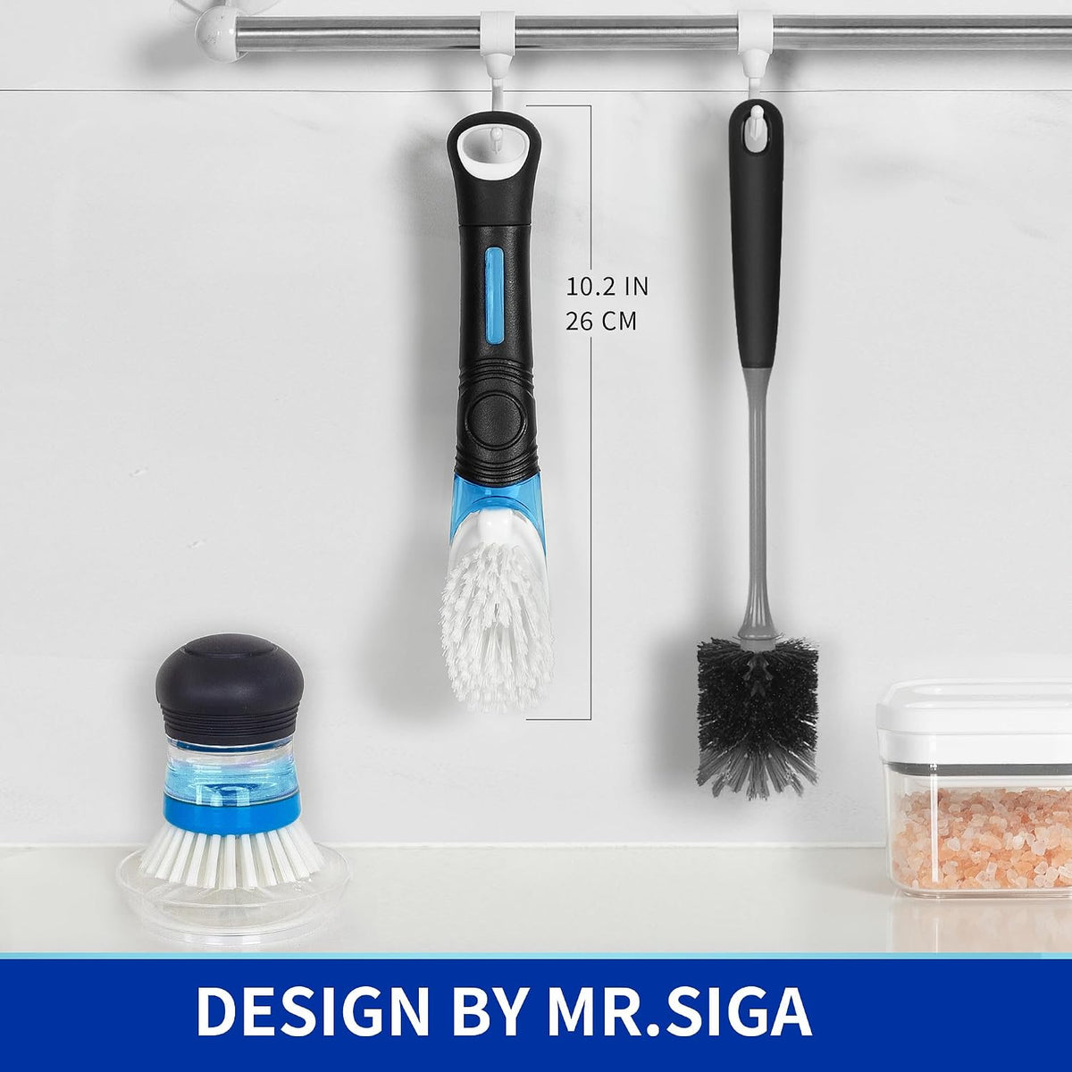 Soap Dispensing Dish Brush, Kitchen Brush for Pot Pan Sink Cleaning