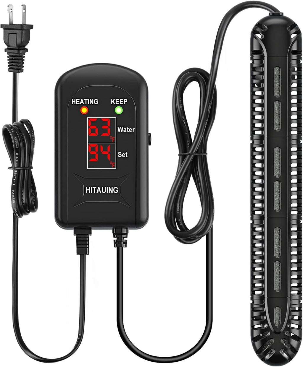 Aquarium Heater, 300W Fish Tank Heater with LED Digital Display & 5 Safety Protection, Submersible Aquarium Heater