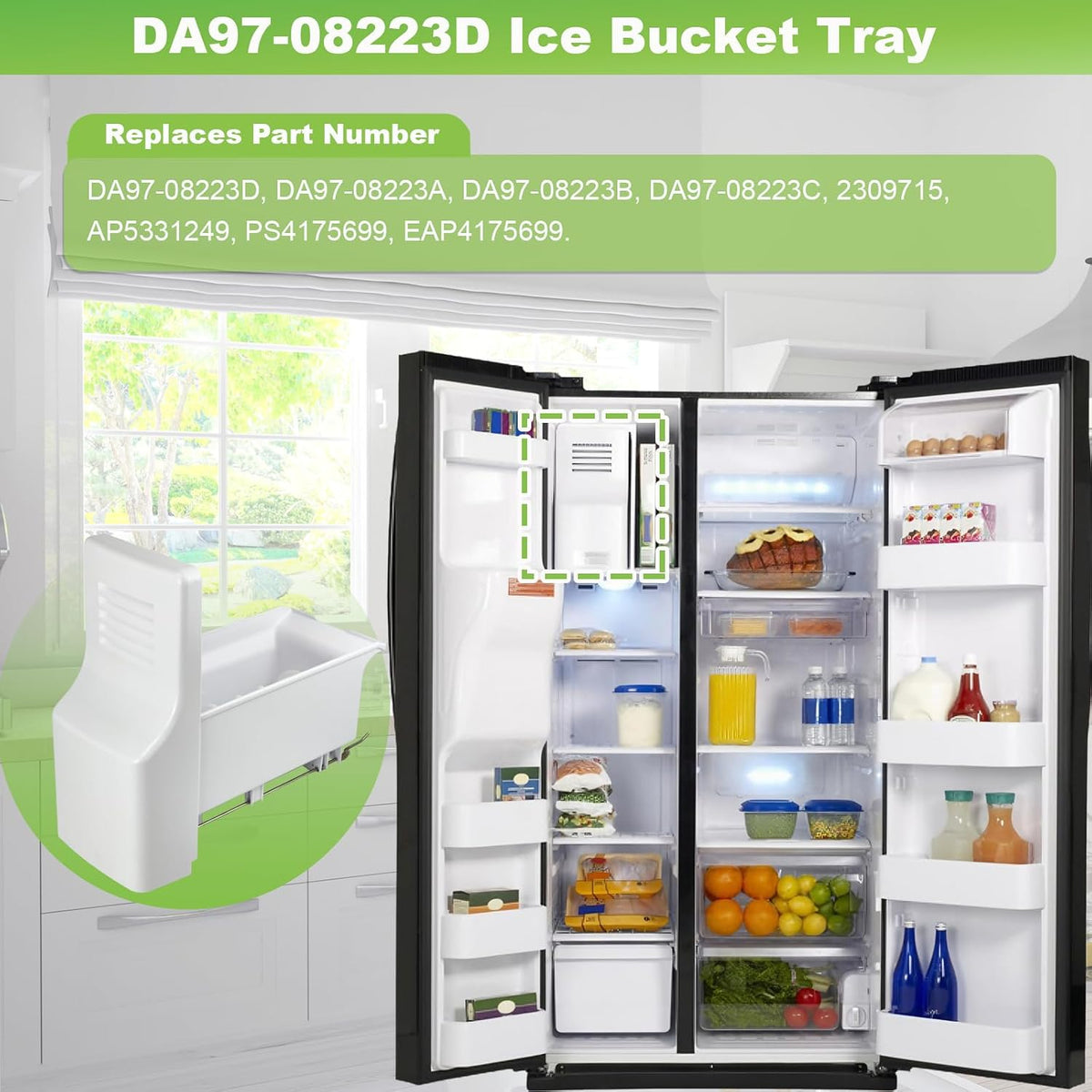 DA97-08223D Ice Bucket Assembly Compatible with Samsung Refrigerator