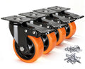 Caster Wheels, 4 Inch Caster Set of 4, Dual Locking PU Casters 2400LB, Swivel Casters for Furniture, Workbench & Tool