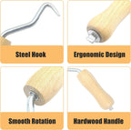Rebar Twister with Wooden Handle, 4 Pack | with Ergonomic Wooden Handle
