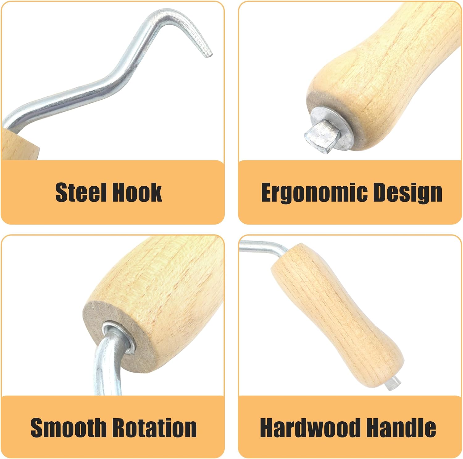 Rebar Twister with Wooden Handle, 4 Pack | with Ergonomic Wooden Handle