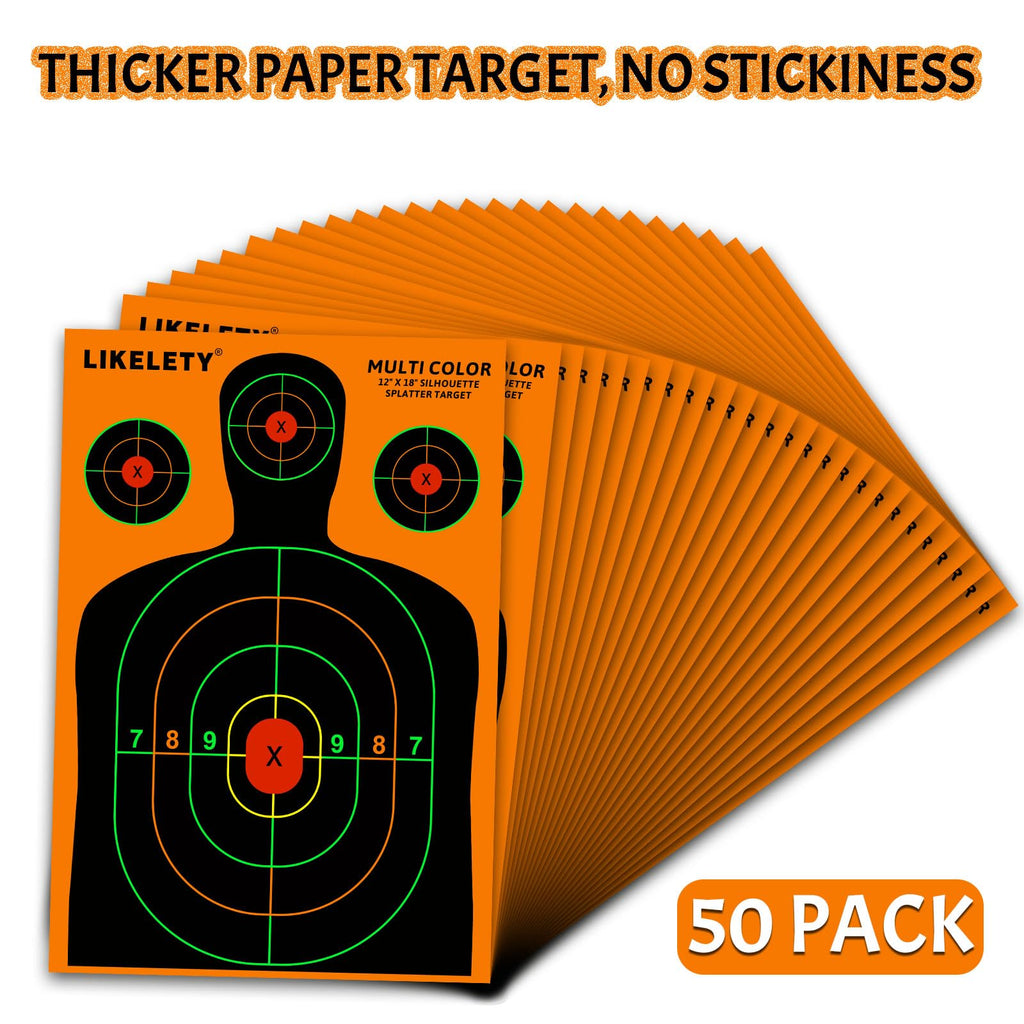 12x18 Inch Silhouette Splatter Targets, Bright Multiple Colors Effect