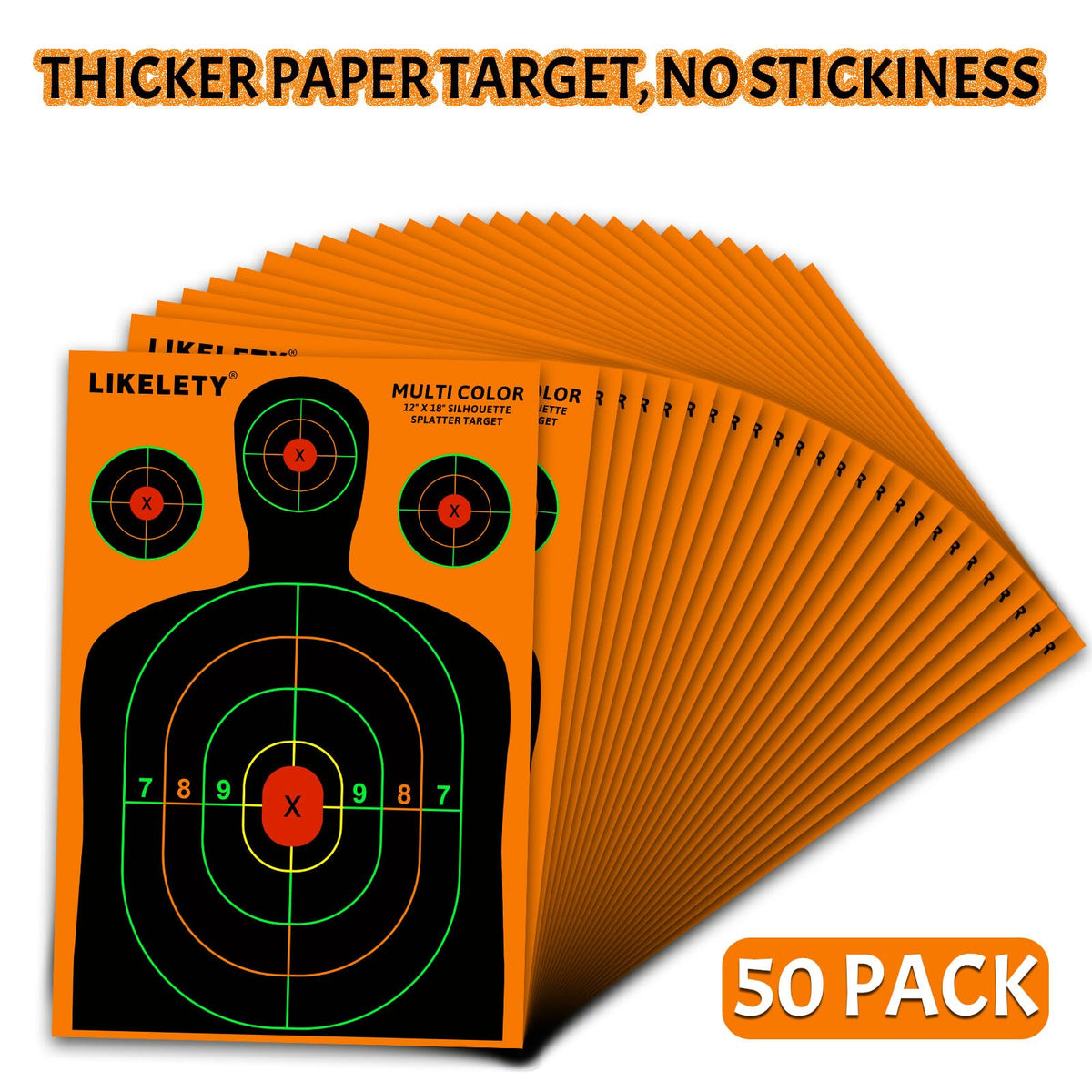 12x18 Inch Silhouette Splatter Targets, Bright Multiple Colors Effect