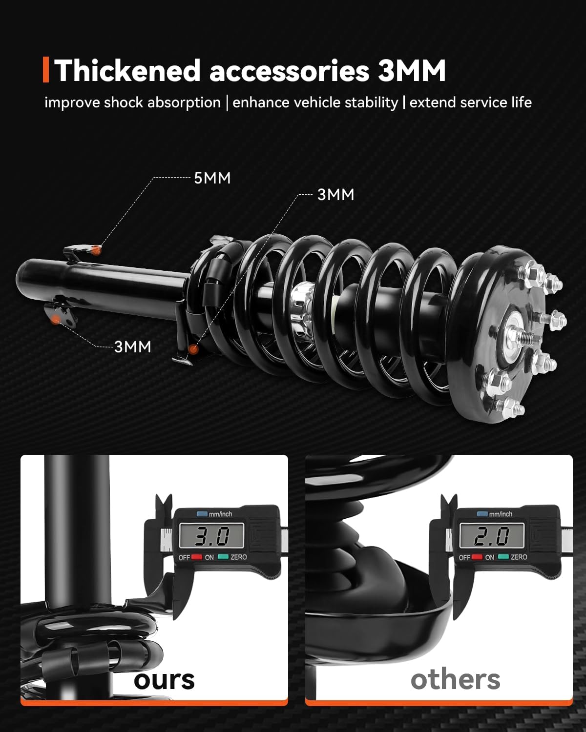 PROEZE Front Strut Assembly for 2008-2012 Accord, Shock Absorber Front with Coil Springs Replace 172562L,172562R, Driver and Passenger Side, 2PCS