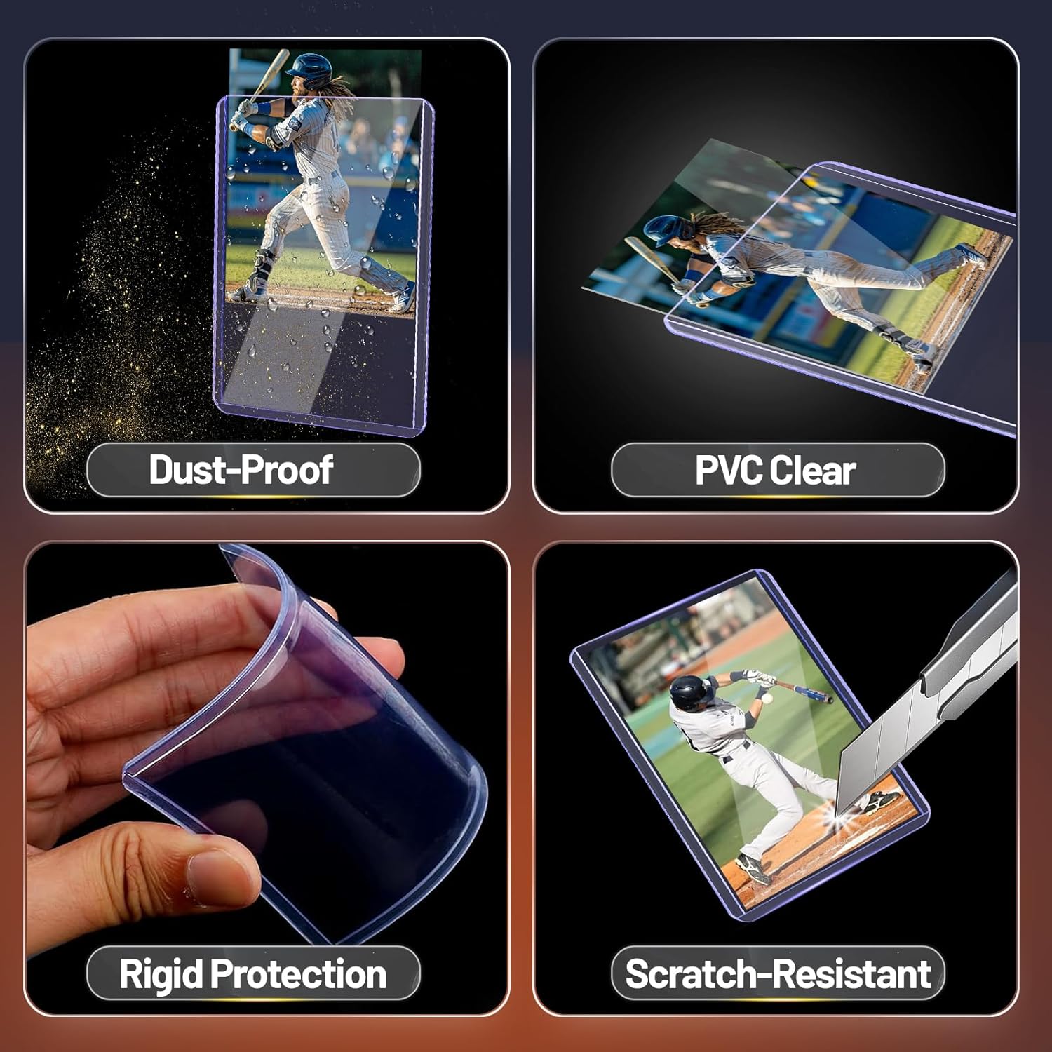 100 Toploaders 35PT Hard Plastic Card Sleeves for Baseball Trading Card | 3"x4" 100 rigid sleeves, acid-free PVC bend