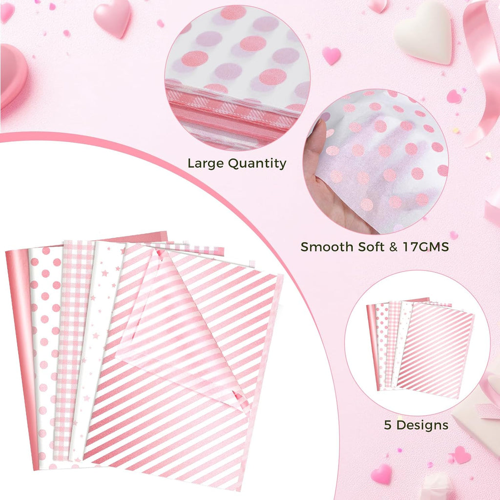 120 Sheets Pink Tissue Paper for Gift Bags 20x14 Inch
