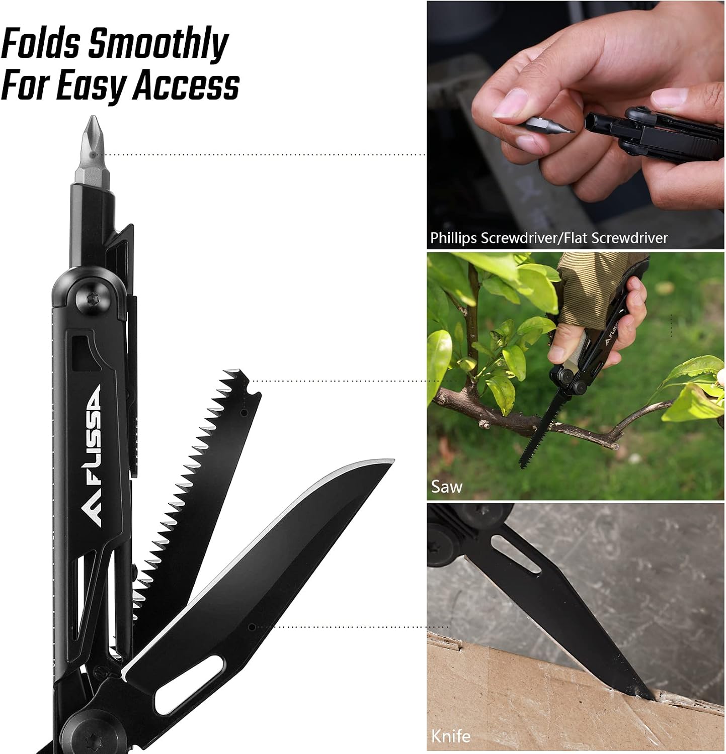 16-in-1 Multitool Pliers with Sheath Stainless Steel EDC | Equipped with Knife, Saw, Screwdrivers, Scissors and