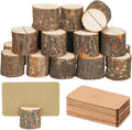 15Pcs Wood Place Card Holders & 26Pcs Place Cards, Table Number Holders, Rustic Party Decor, Wooden Sign holder