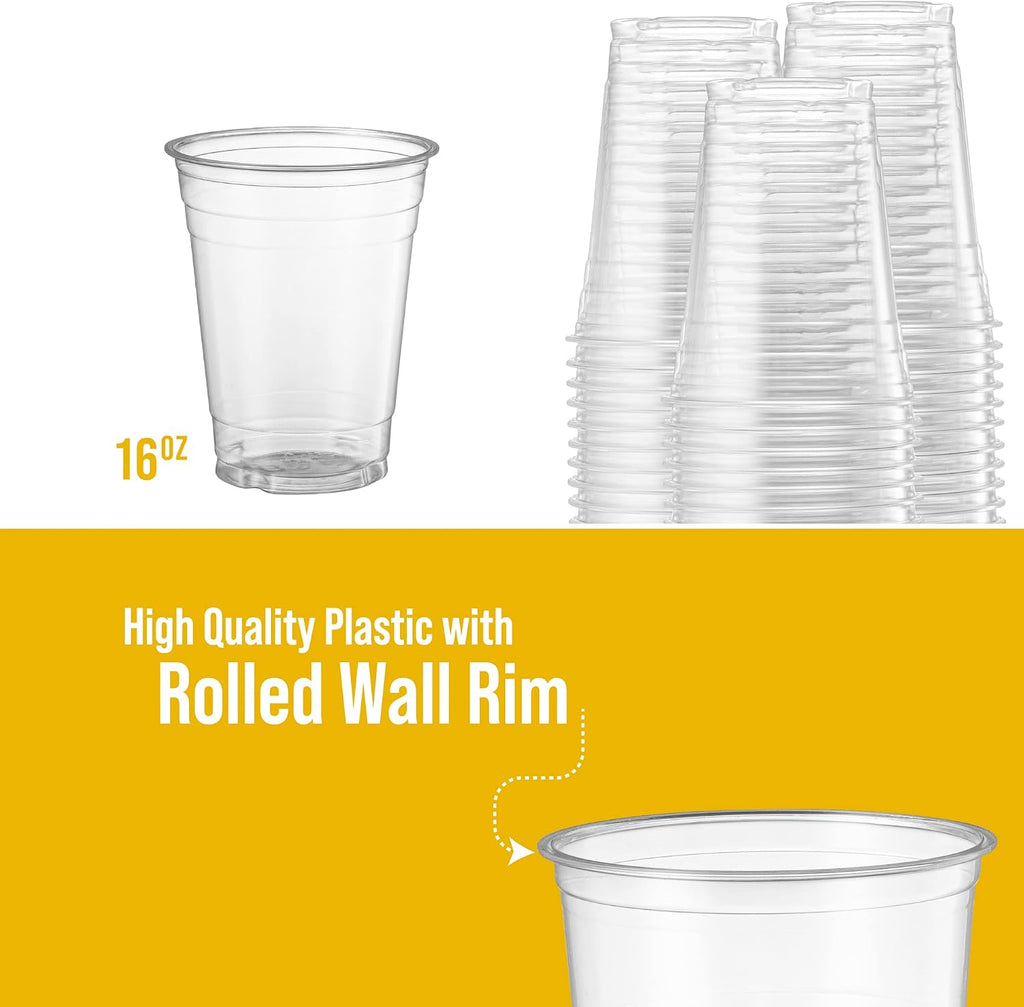 16 oz Clear PET Cups With Dome lids & Straws for Iced Coffee 40 Sets