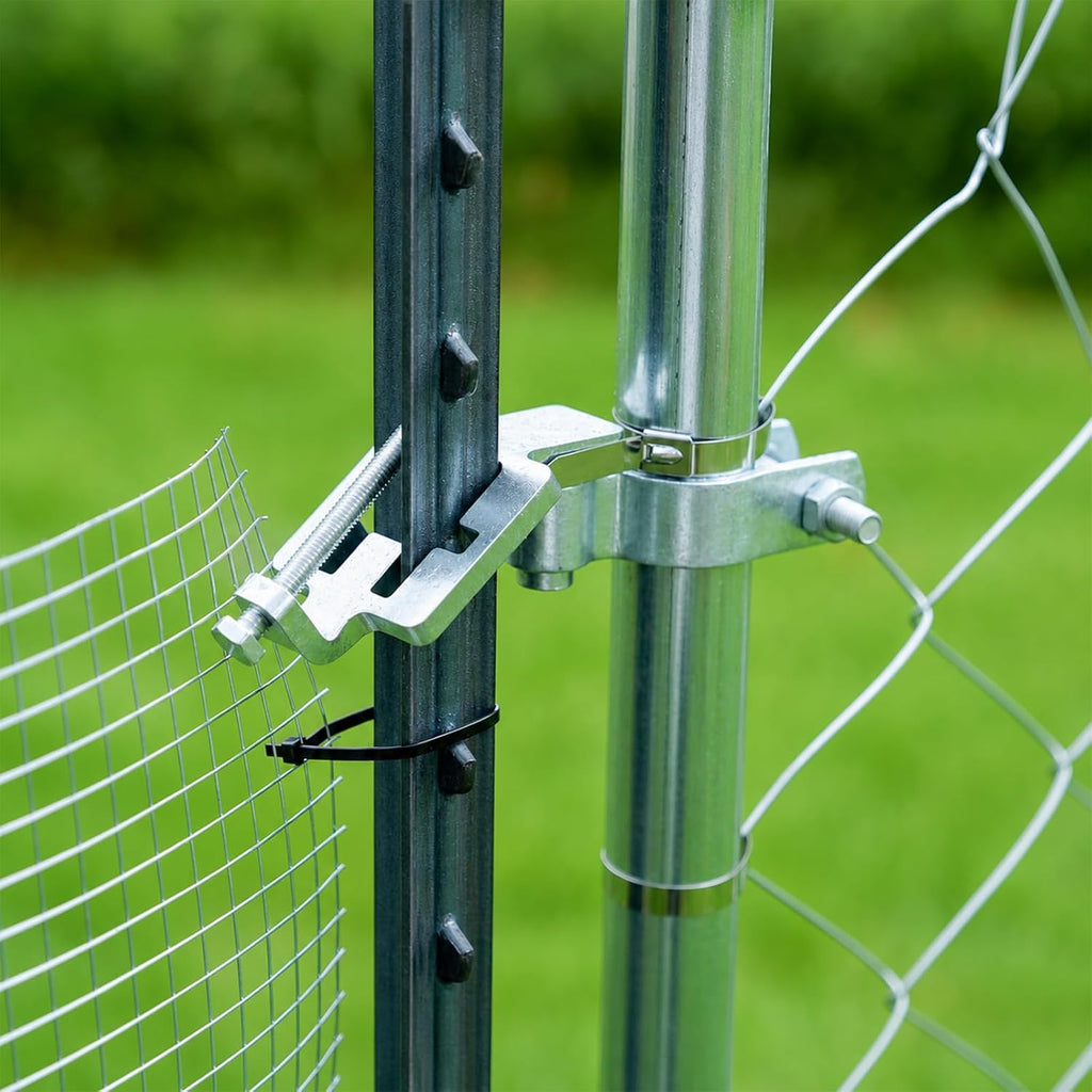 2-Pack T-Post Gate Hinge Kit, Heavy Duty 1-3/8" U-Bolt Clamps, Chain Link Fence Gate Hinge for Metal Posts & Chain