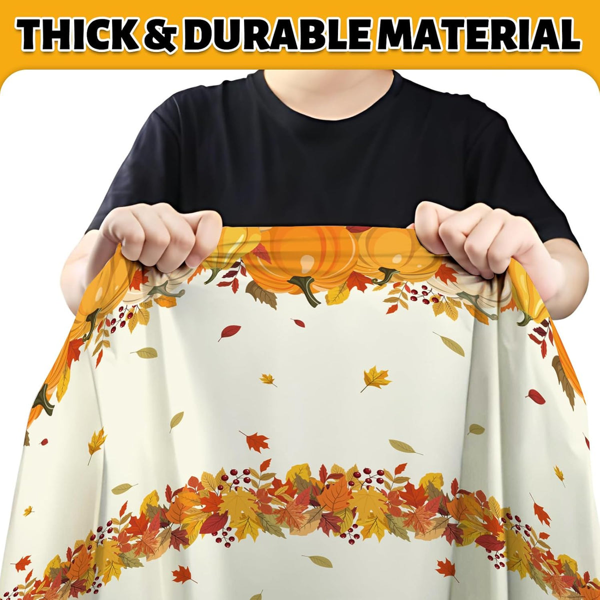 Fall Plastic Tablecloth 4 Packs Thanksgiving Disposable Table Cloth 54x108 Rectangle Table Cover with Pumpkin & Maple