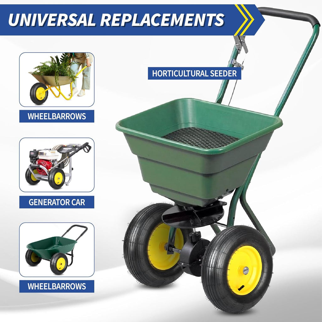 4.80/4.00-8 Wheelbarrow Tire and Wheel, 16" Rubber Pneumatic Wheel, 3"- 6" Centered Hub, 5/8" & 3/4" Bearings, for