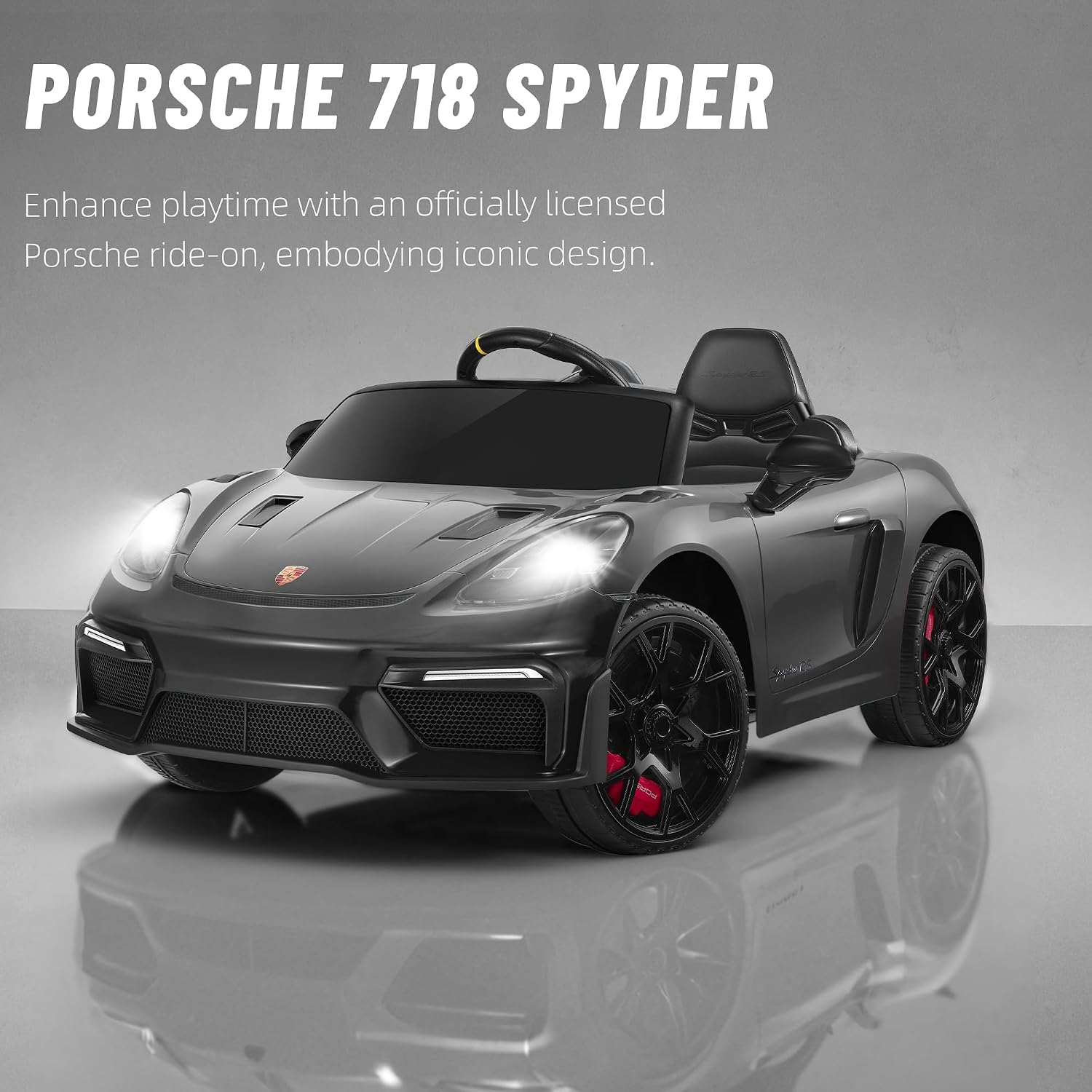 Licensed Porsche 718 12V Electric Car for Kids, Ride on Toys for Toddler, Child Ride on Car w/Parent Remote, Led